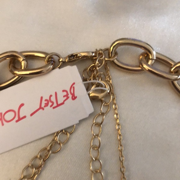Betsey Johnson Gold Tone Layered 2PC Necklace Metallic Rainbow Lip Pendant NWT - Picture 11 of 15